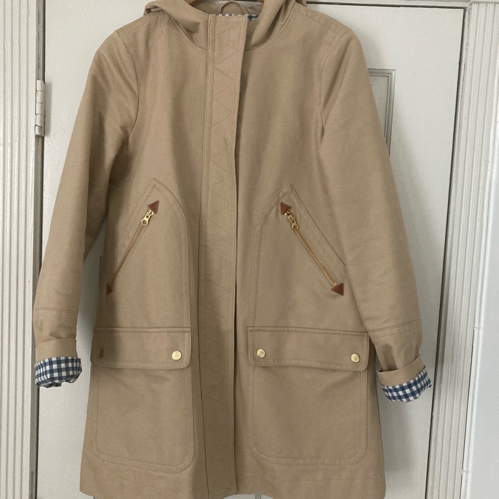 J. Crew Chateau Trench With Gingham Lining